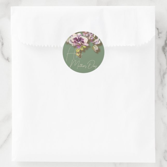 Orchids Floral Happy Mother Day Runder Aufkleber (Tasche)