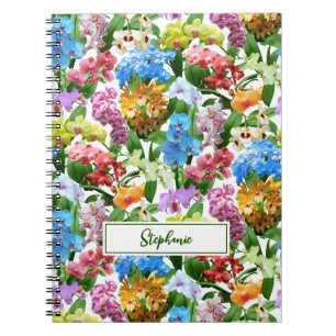 Orchids florales Muster Monogramm Name Notizblock