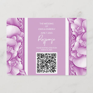 Orchids Hochzeitskarten für Verziertes Foto QR Begleitkarte