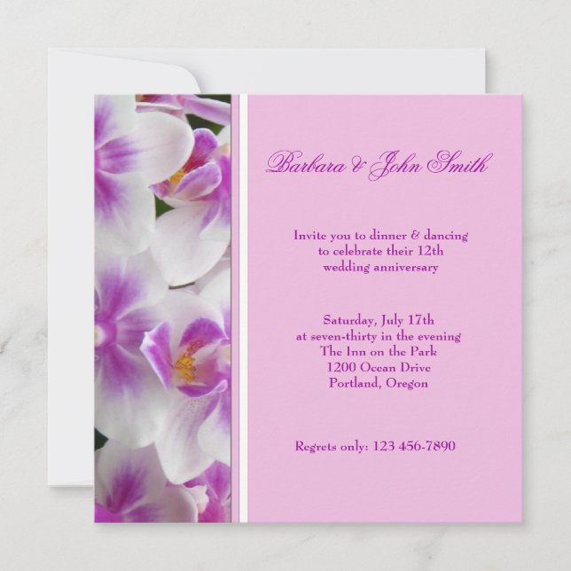 Orchids Hochzeitstag Einladung (Vorderseite)