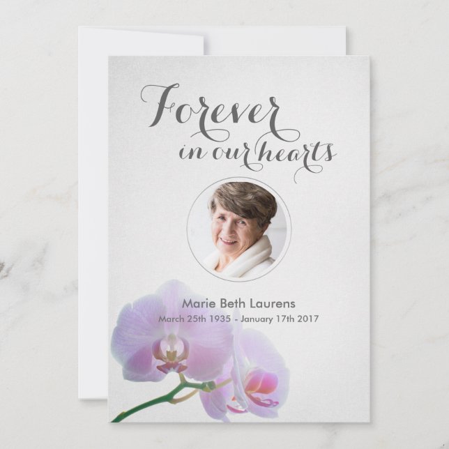 Orchids Memorial Dankeschön-Karte mit Foto Dankeskarte (Vorderseite)