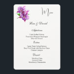 Orchids Menu Card Menükarte<br><div class="desc">This Menu Card template is shown on the basic paper in white with a lovely orchid print design. Script and standard text are in a black color. Customize the names and menu items by clicking the customize or edit button, use the offered templates to change to your information. Licensed Print...</div>