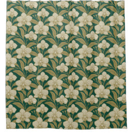 Orchids on emerald green pattern duschvorhang