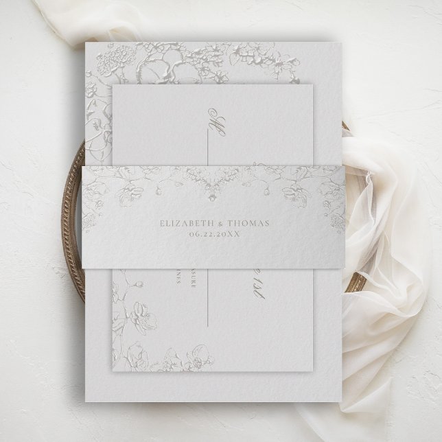 Orchids Reverie Ivory Formal Traditional Wedding Einladungsbanderole (orchid wedding invitation belly band art sketch romantic modern classic formal elegant ivory)
