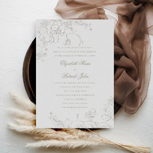 Orchids Reverie Ivory Formal Traditionelle Hochzei Einladung