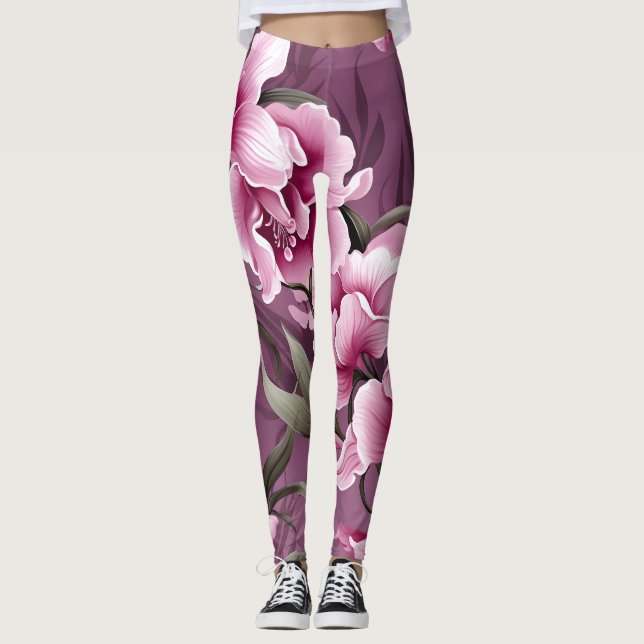 Orchids Symphony Pattern Leggings (Vorderseite)