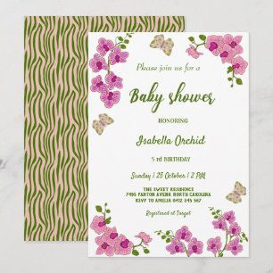 Orchids Tropical Butterfly Baby Dusche Einladung
