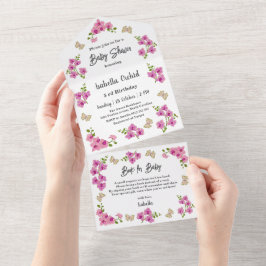 Orchids Tropical Butterfly Babydusche All In One Einladung