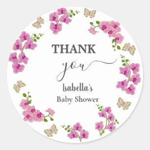 Orchids Tropical Butterfly Lila Button Babydusche Runder Aufkleber