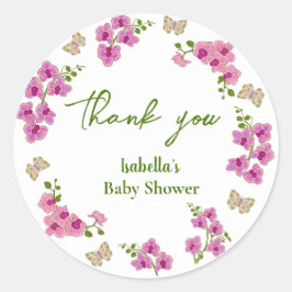 Orchids Tropical Butterfly Lila Button Babydusche Runder Aufkleber