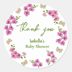 Orchids Tropical Butterfly Lila Button Babydusche Runder Aufkleber