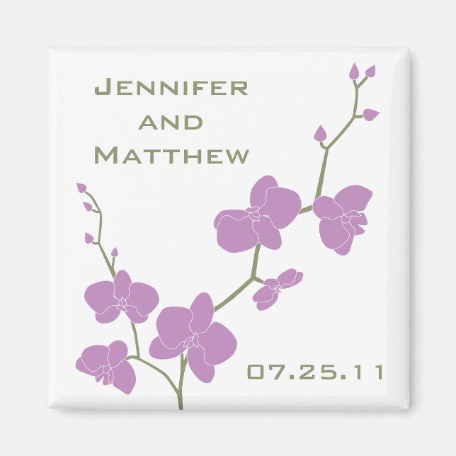 Orchids Wedding Magnet - Vintages Olivenöl und Vio (Vorne)