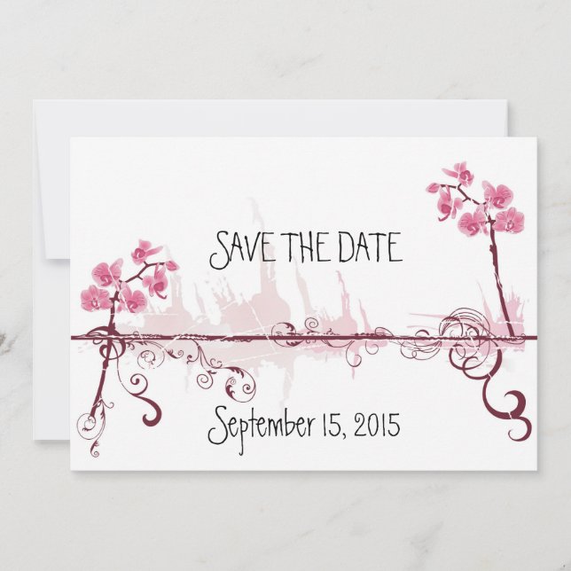 Orchids Wedding Save the Date Card (Vorderseite)