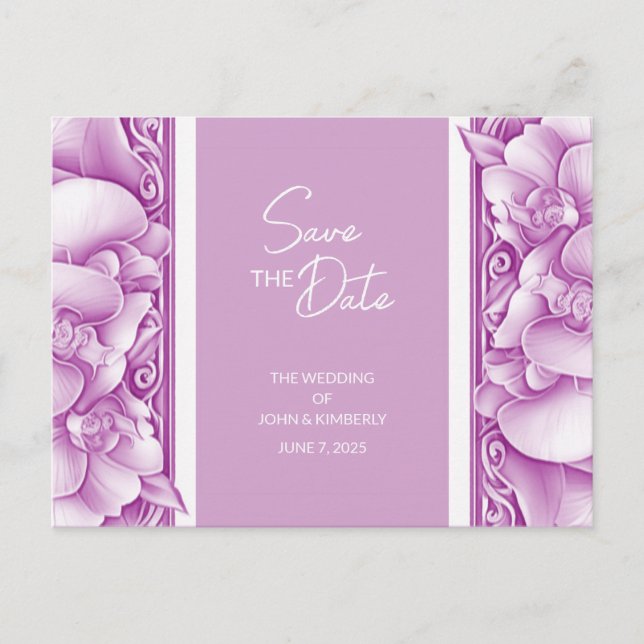 Orchids Wedding Verzierte Ankündigung Postkarte (Vorderseite)
