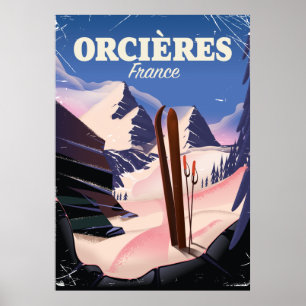 ORCIÈRES Frankreich Ski-Plakat Poster