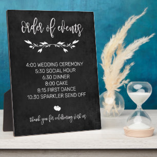 Orden der Veranstaltungen Chalk Hochzeitsschild Ti Fotoplatte