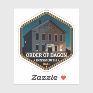 Orden des Dagon-Hall-Innsmouth-Vintage-Reisebadge Aufkleber