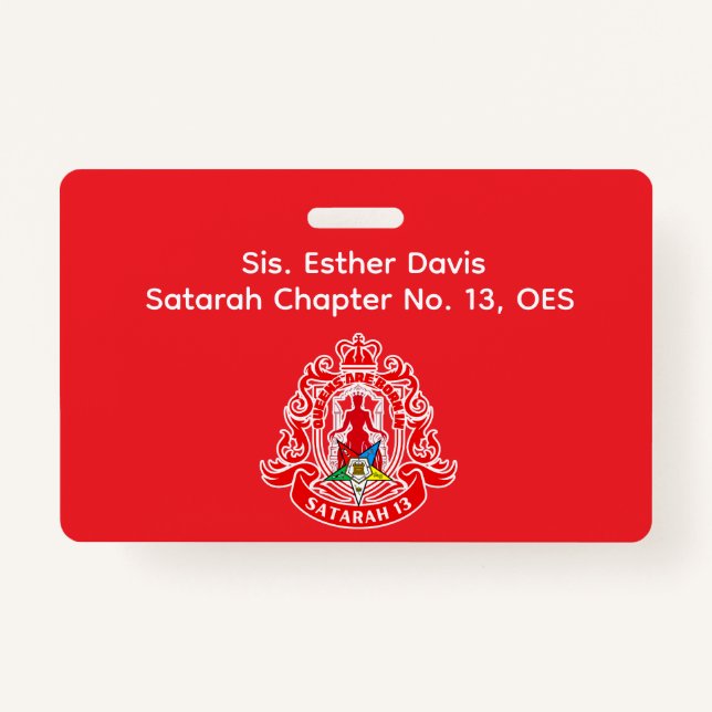 Order of Eastern Star (OES) Name Badge Ausweis (Vorderseite)