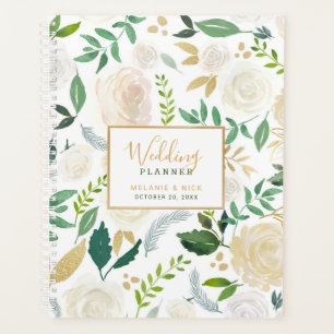 Ordinateur portable Chic White Floral Gold Wedding