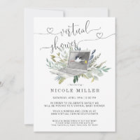 Ordinateur portable vert | Invitation au Baby show