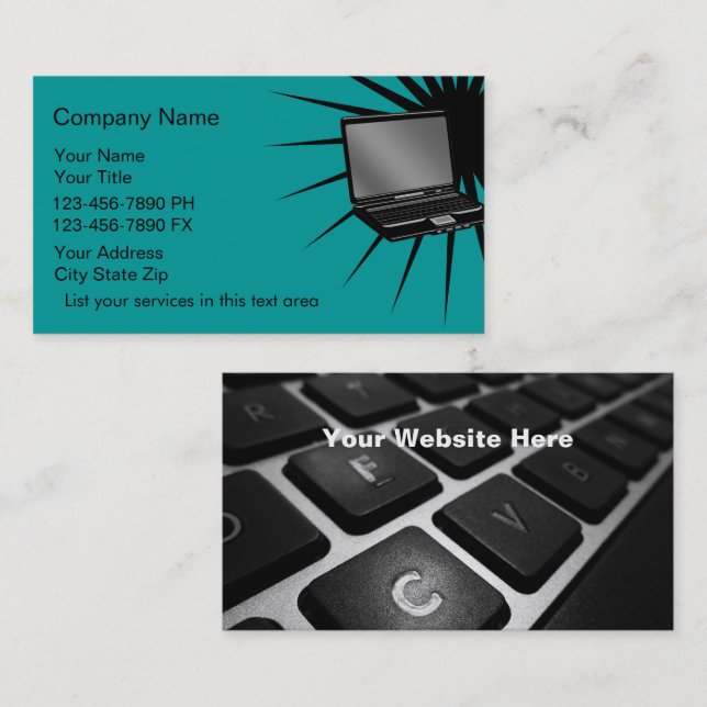 Ordinateurs simples Cartes de visite (Devant / Derrière)