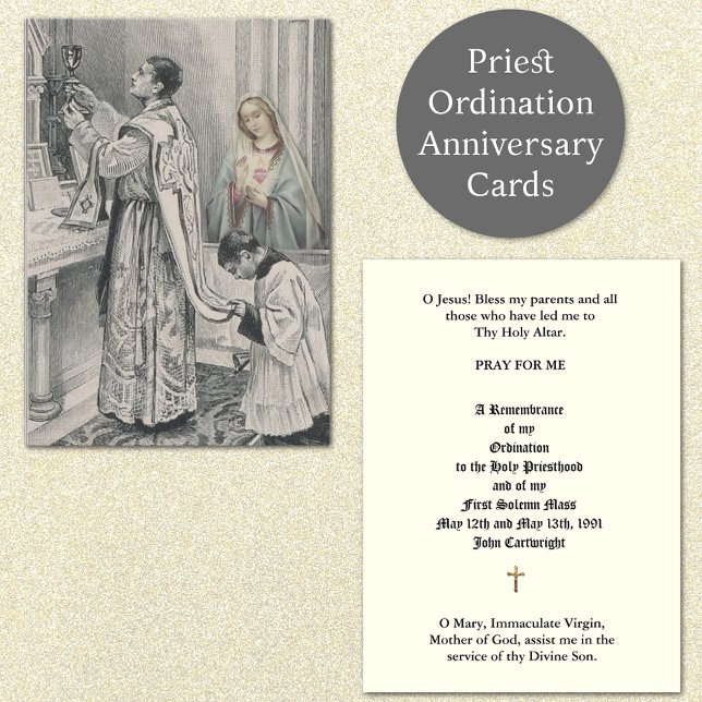 ORDINATION DU PRIÊTRE CATHOLIQUE CARTES SAINES ANN (Catholic Priest Ordination Anniversary Prayer Cards)