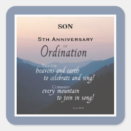 Ordination für das 5. Jubiläum Quadratischer Aufkleber