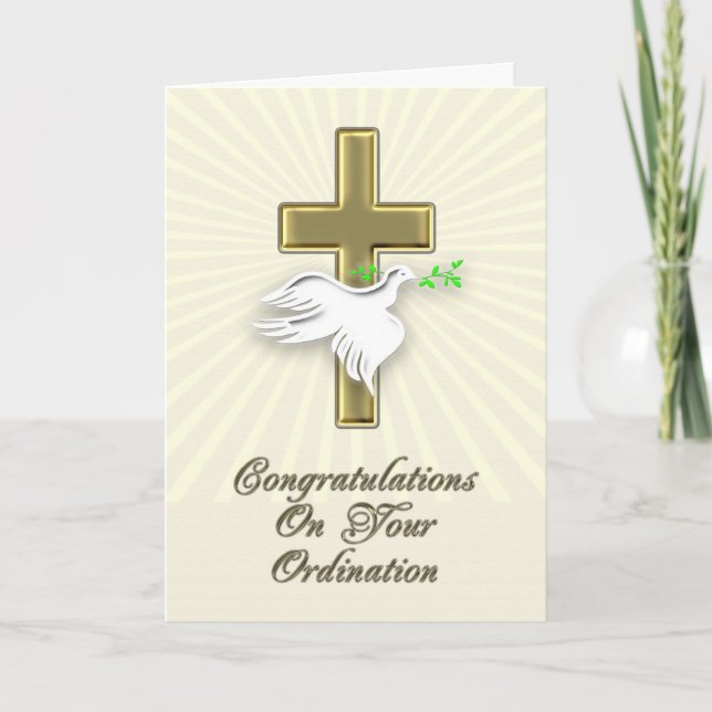 Ordination Glückwunsch mit einem goldenen Kreuz Karte (Vorderseite)