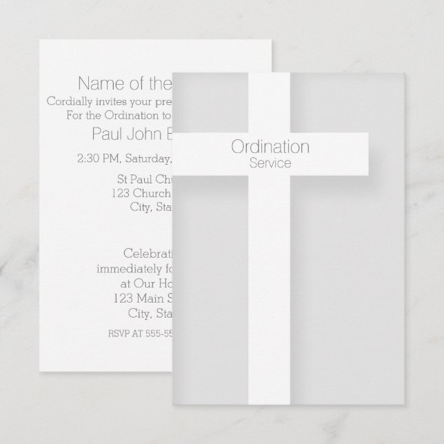 Ordination Modernes Einladungskreuz 1 Einladung (Vorne/Hinten)