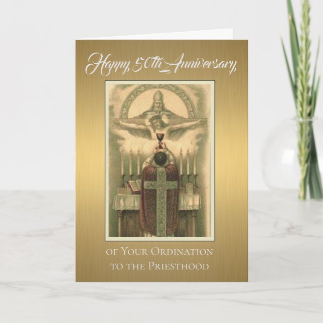 Ordination Priester zum 50. Jubiläum in Altar Karte (Vorderseite)