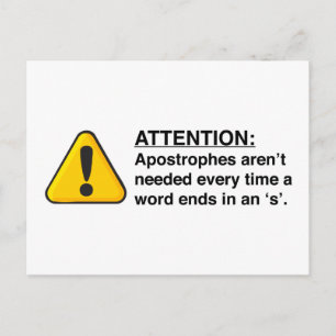 Ordnungsgemäße Apostrophe-Nutzungskarte Postkarte