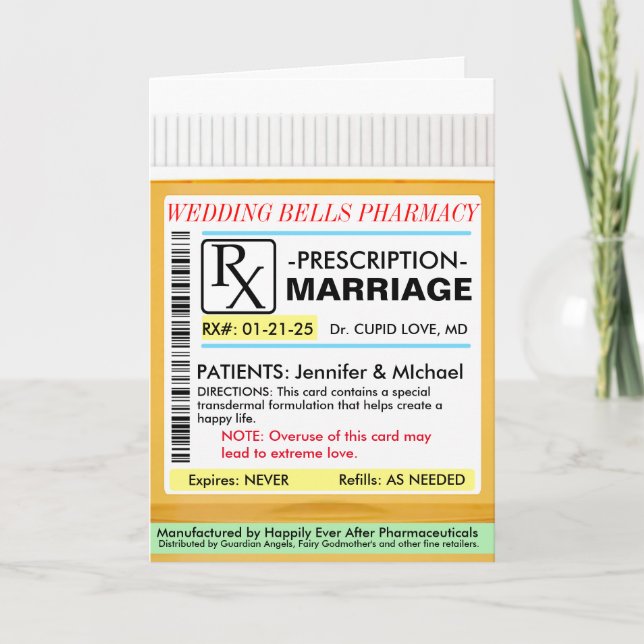 Ordonnance RX pour la carte de mariage (Devant)