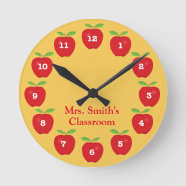 Ordoom Clock with Apples on Yellow Runde Wanduhr
