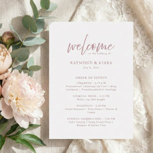 Ordre des événements Dusty Pink Wedding Carte du p