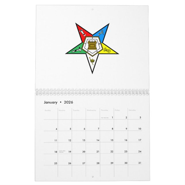 Ordre d'OES du calendrier oriental d'étoile (Jan 2026)