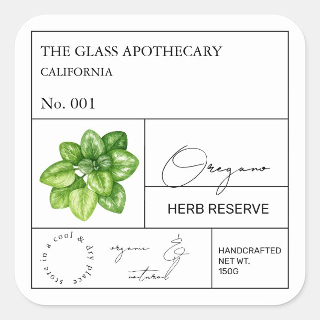 Oregano Quadratischer Aufkleber (Vorderseite)