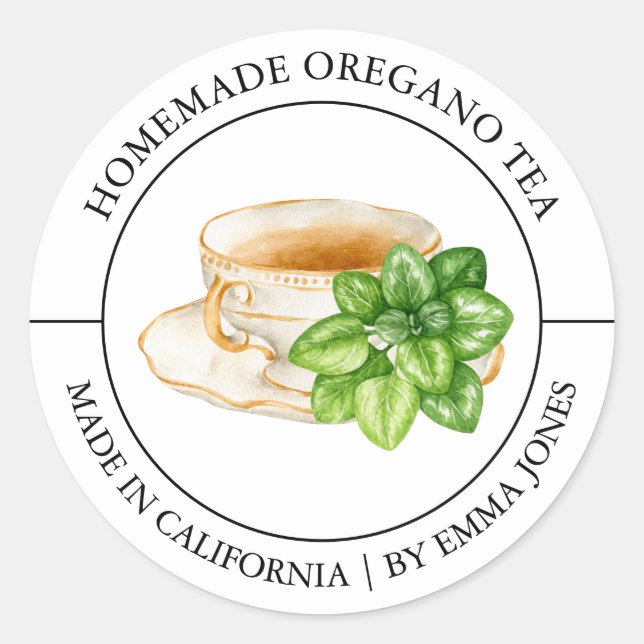 Oregano Thé étiquette moderne (Devant)