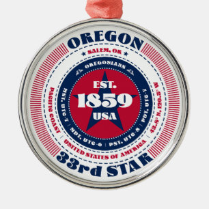 Oregon 33. Staats-Weihnachtsschmuck Ornament Aus Metall