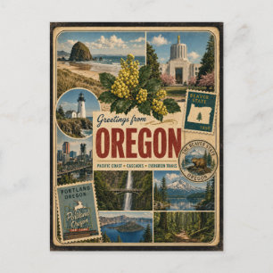 Oregon-authentische Postkarte im Vintage-Stil