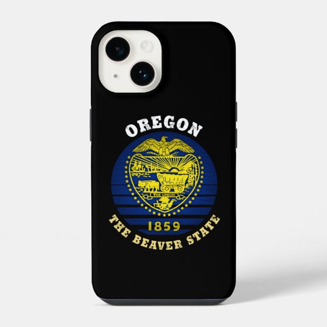 OREGON BEAVER STAAT FLAG iPhone 14 HÜLLE (Rückseite)