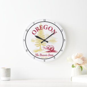 Oregon Beaver State Natur Große Wanduhr