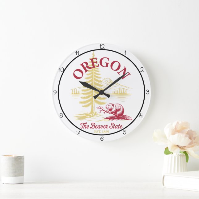 Oregon Beaver State Natur Große Wanduhr (Zuhause)