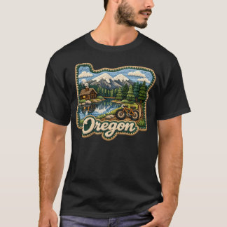 Oregon Berghütte Fahrrad Vintage Reise Wanderer T-Shirt