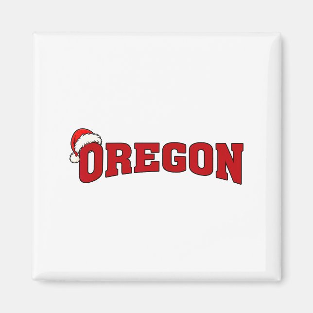 Oregon Christmas Santa Hat Retro Throwback Souveni Magnet (Vorne)