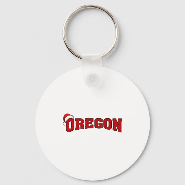 Oregon Christmas Santa Hat Retro Throwback Souveni Schlüsselanhänger (Vorderseite)