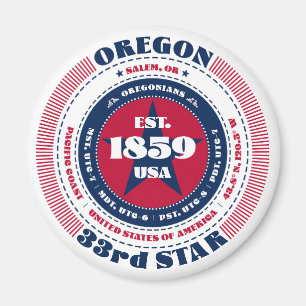 Oregon Circle Typografy Souvenir Magnet