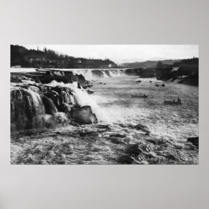 Oregon City, oder Lachs Fischen auf Willamette Poster