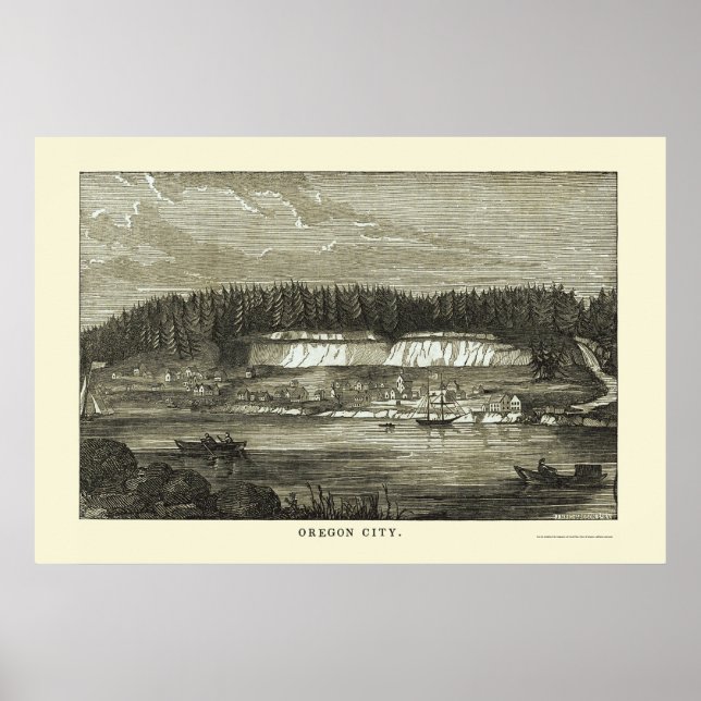 Oregon City, OR Panoramablick - 1850 Poster (Vorne)