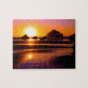 Oregon Coast Beach Sunset Puzzle