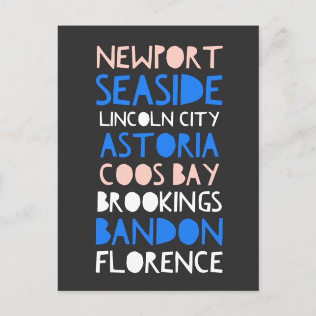 Oregon Coast Cities Postkarte (Vorderseite)
